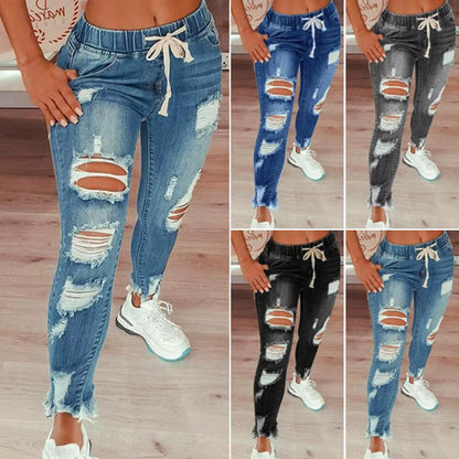 Popular Denim Pants Summer Pure Color All Match Jeans Slim Female Pencil Jeans for Dating.