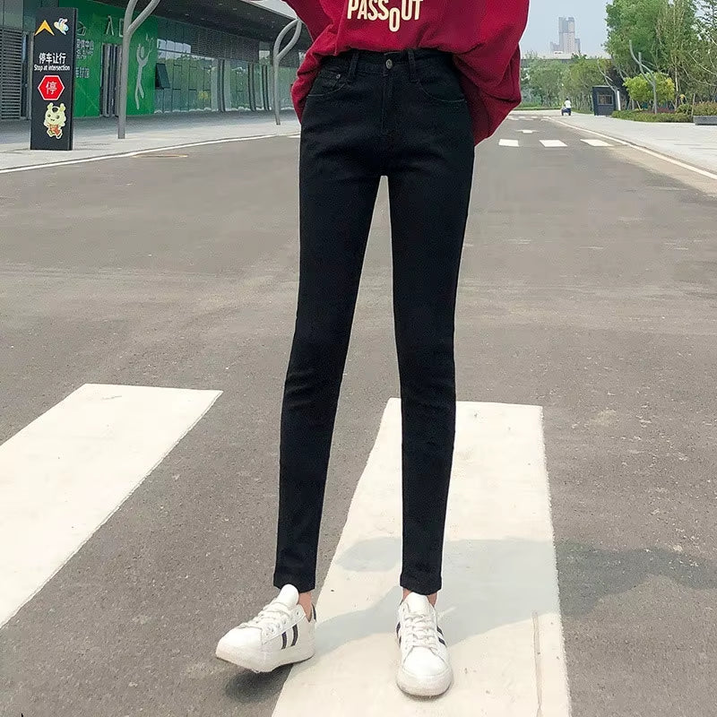 NEW Women Stretch High Waist Classic Retro Jeans Lady Clothes 38 40 Skinny Pants Push up Leggings Mom Jeans Pencil Trousers.
