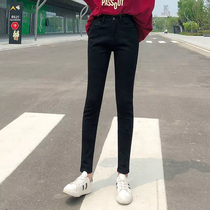 NEW Women Stretch High Waist Classic Retro Jeans Lady Clothes 38 40 Skinny Pants Push up Leggings Mom Jeans Pencil Trousers.