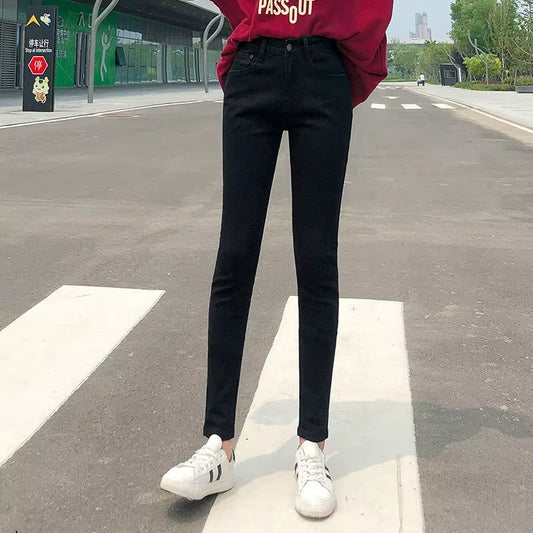 NEW Women Stretch High Waist Classic Retro Jeans Lady Clothes 38 40 Skinny Pants Push up Leggings Mom Jeans Pencil Trousers.