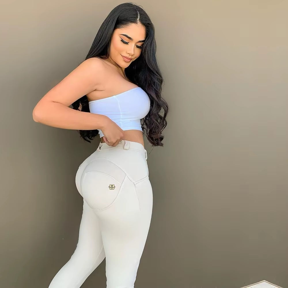 Shascullfites Melody Women Jeans Fashion White Elastic Push up Sexy Slim Coated Faux Leather Pencil Pants Skinny Lady Trousers.