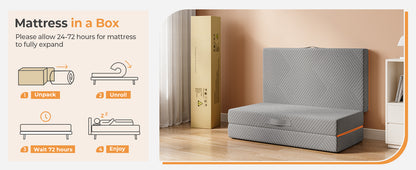 Vesgantti Klappmatratze, 15 und 8 cm große faltbare Gel-Memory-Schaum-Matratze, dreifach faltbar, für Reisen, Camping, Gästebett