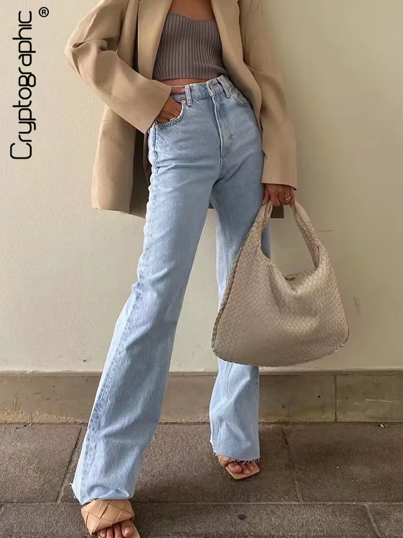 Casual Fashion Straight Leg Women'S Jeans Denim Bottom Harajuku Boyfriend Long High Waist Baggy Jeans Fall Pants.