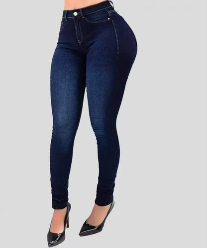 Woman'S Pure Color Jeans Denim High Waist Jeans Street Play Cultivate One'S Morality Pants Shaping Figure with High Waist Jeans.