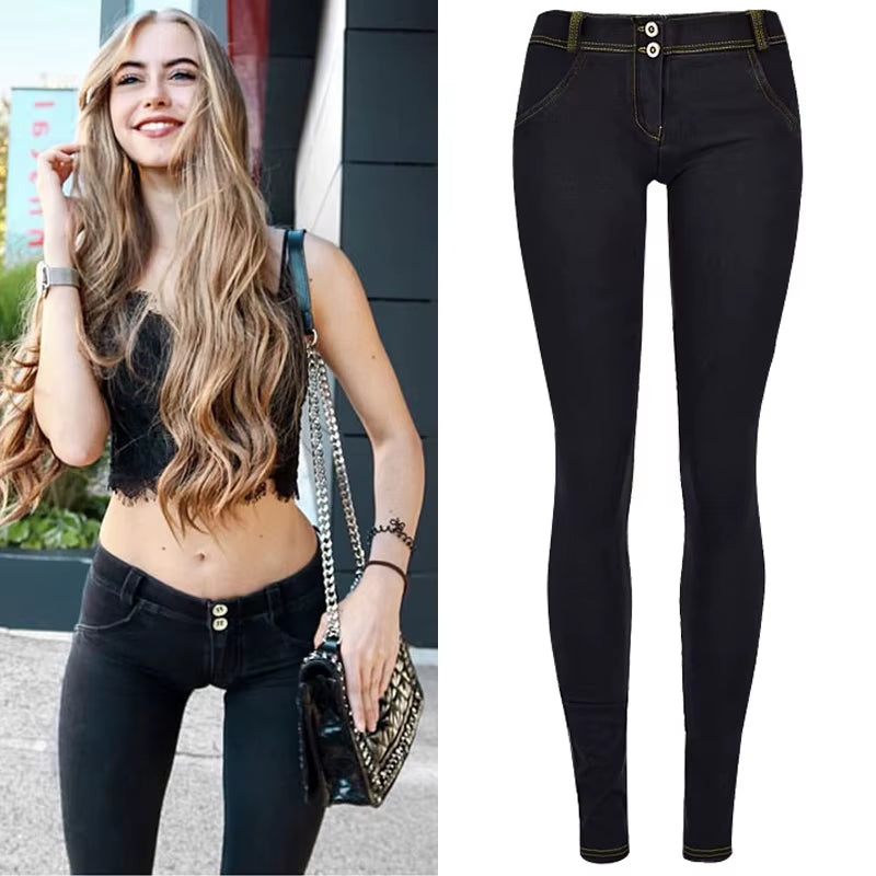 Stretch Jeans Low Waist Women Tight Skinny Denim Pants Buttock Push up Leggings Female Pull on Pencil Trousers Bodycon Jeggings.