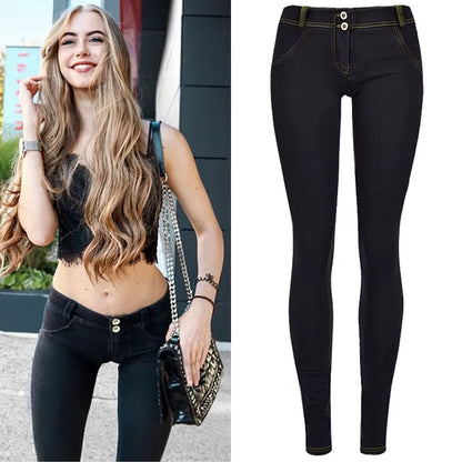 Stretch Jeans Low Waist Women Tight Skinny Denim Pants Buttock Push up Leggings Female Pull on Pencil Trousers Bodycon Jeggings.
