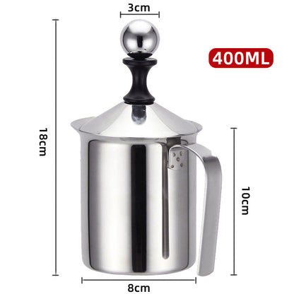 Stainless Milk Frother 400ML Double Mesh Milk Creamer Milk Foam For Cofffee Milk Egg Beater Kitchen Tool Coffee Mixe Frother.
