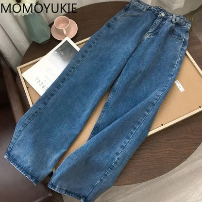 Streetwear High Waist Women'S Fashion Jeans Woman Girls Women Wide Leg Pants Trousers Female Jean Femme Denim Bagge Mom Jeans.