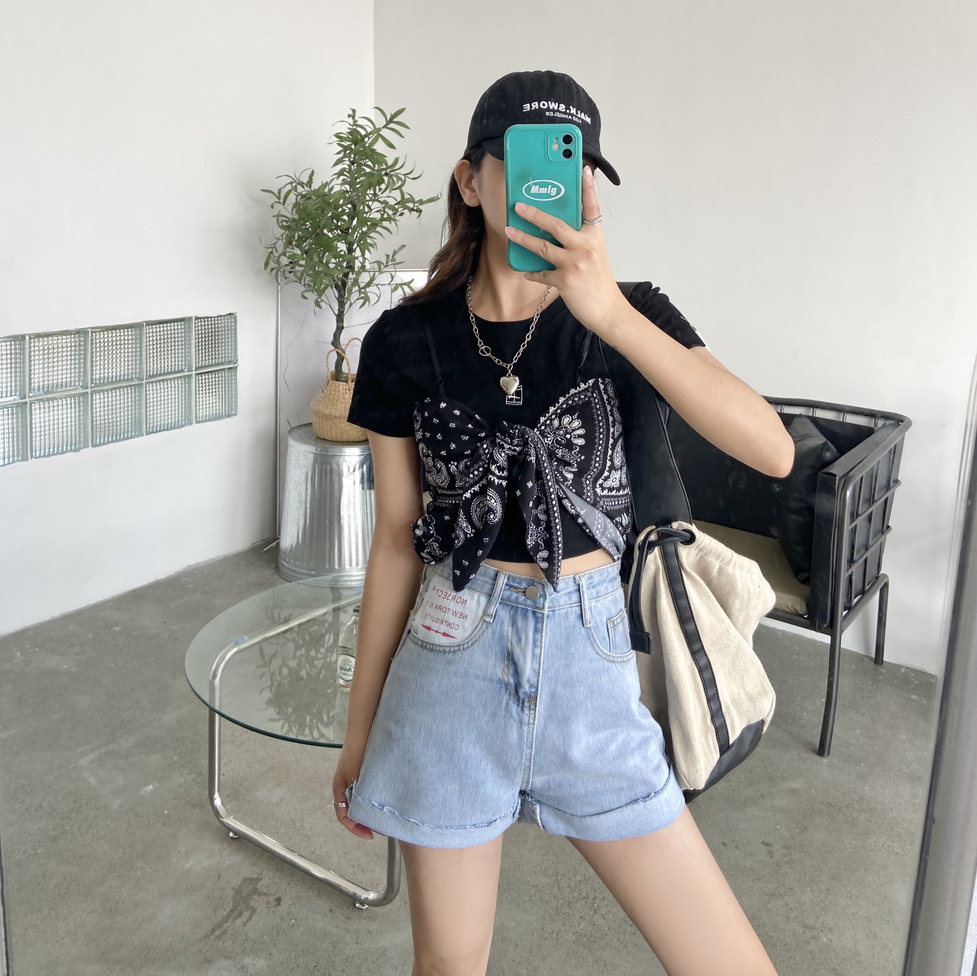 Jeans Women Loose and Thin Wide Leg Pants Shorts Women'S Clothing.