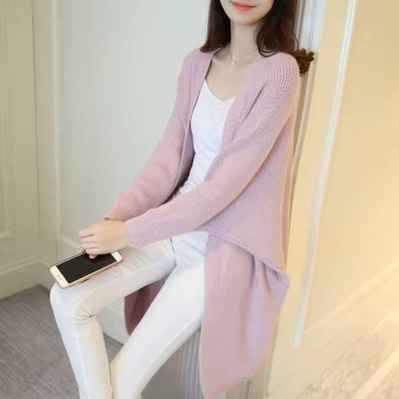 2023 Long Cardigan Women Sweater Autumn Winter Bat Sleeve Knitted Sweater Femme Jacket Loose Ladies Sweaters Cardigans New.