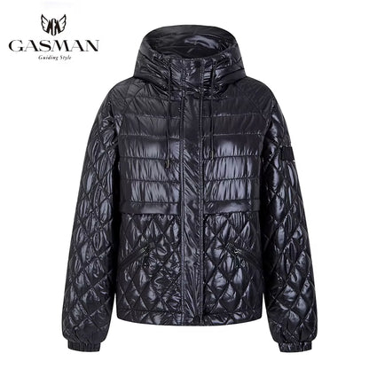 2022 New Spring Cotton Solid Short Puffer Jacket for Women Zipper down Parka Women Autumn Clothes Hooded down Jacket Coat.