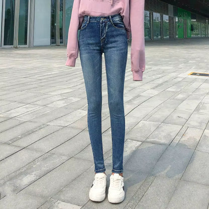 NEW Women Stretch High Waist Classic Retro Jeans Lady Clothes 38 40 Skinny Pants Push up Leggings Mom Jeans Pencil Trousers.