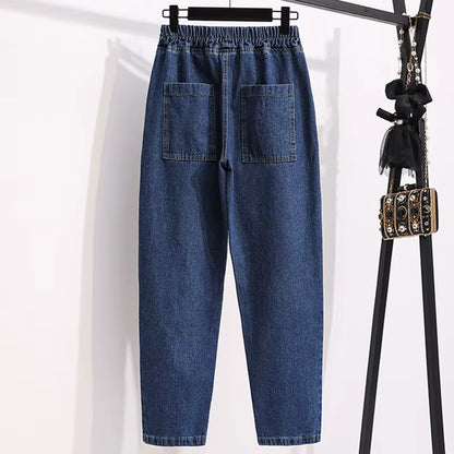 Women High Waist Casual Jeans New Arrival 2021 Simple Style Solid Color All-Match Loose Female Straight Denim Pants B025.
