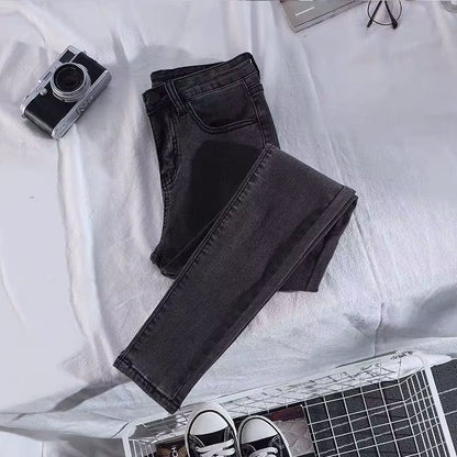 Elastic Strech Jeans for Women High Waist Full Length Skinny Pencil Black Blue Denim Pants Slim Streetwear Female Trousers.