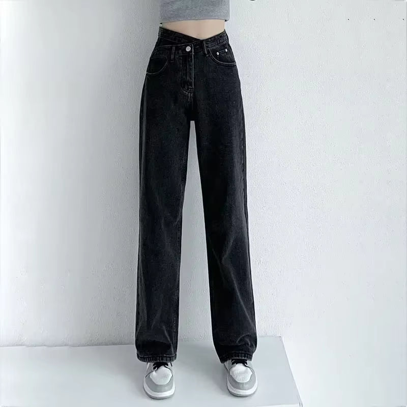 Jeans Women Wide Leg Pants Mom Femme Black Blue Jeans High Waist Woman Trousers 2023 Clothing Pantalones Spodnie Damskie.