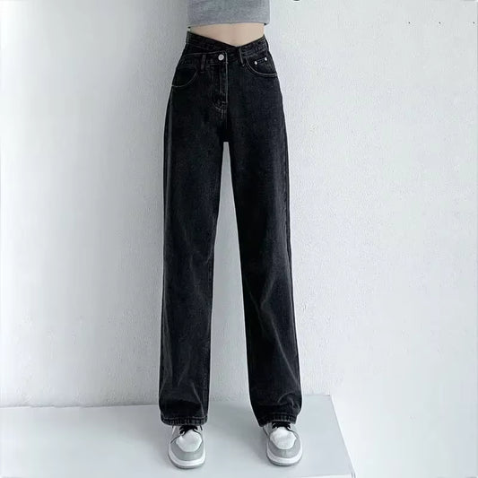 Jeans Women Wide Leg Pants Mom Femme Black Blue Jeans High Waist Woman Trousers 2023 Clothing Pantalones Spodnie Damskie.