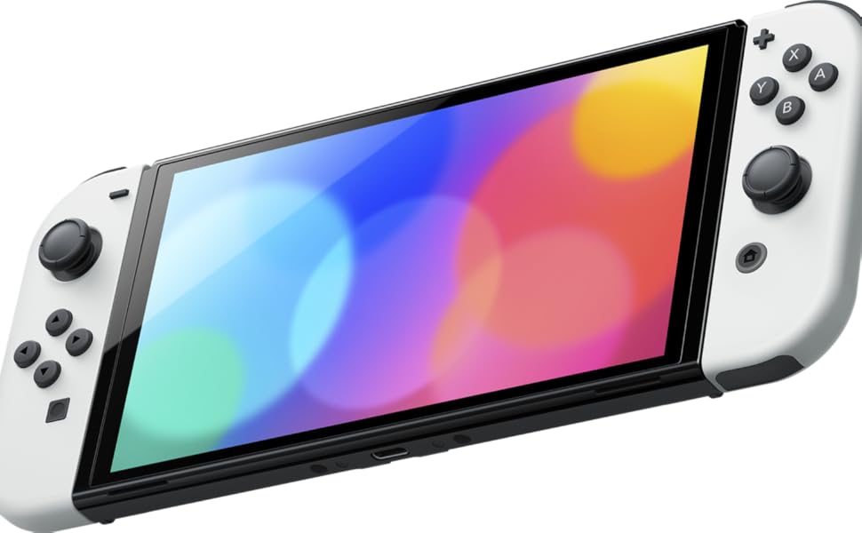 Nintendo Switch OLED Game Console with white or neon (64GB) 7 inch OLED screen enhanced Audio LAN port with cable.