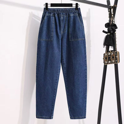 Women High Waist Casual Jeans New Arrival 2021 Simple Style Solid Color All-Match Loose Female Straight Denim Pants B025.