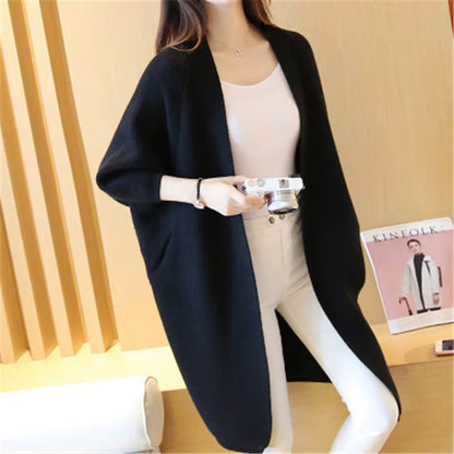 2023 Long Cardigan Women Sweater Autumn Winter Bat Sleeve Knitted Sweater Femme Jacket Loose Ladies Sweaters Cardigans New.