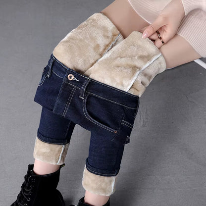 Thick Winter Warm Skinny Jeans for Women Female High Waist Velvet Denim Pants Streetwear Stretch Trousers Clothes.