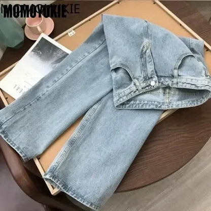 Streetwear High Waist Women'S Fashion Jeans Woman Girls Women Wide Leg Pants Trousers Female Jean Femme Denim Bagge Mom Jeans.