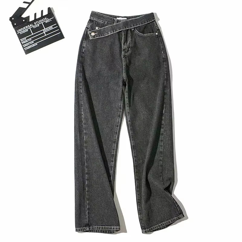 Casual Fashion Straight Denim High Waist Jeans Women Pants Fall Winter 2025 Harajuku Boyfriend Jeans Loose Bottom.