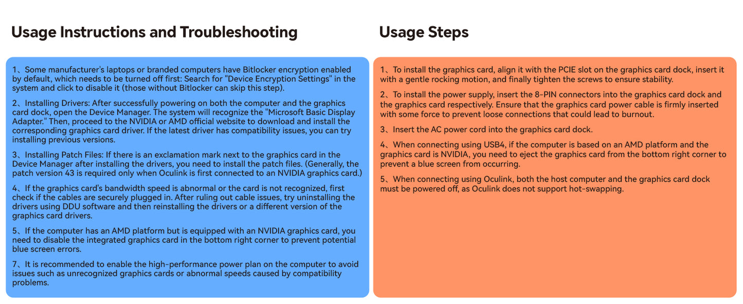 AOOSTAR AG02/AG01 EGPU Dock with OCuLink & USB4 Dual Ports, PCIe 4.0 x4 High Speed for Laptop Mini PC External Graphics Card.