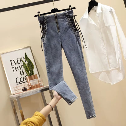 Plus Size High Waist Sexy Skinny Pencil Jeans for Women Jeans Leggings Denim Pants Slim Female Trousers.