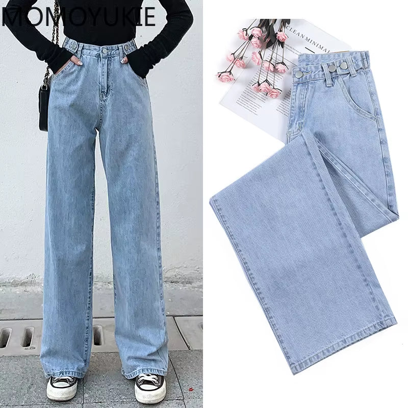 Streetwear High Waist Women'S Fashion Jeans Woman Girls Women Wide Leg Pants Trousers Female Trousers Denim Bagge Mom Jeans.