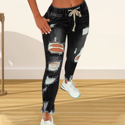 Popular Denim Pants Summer Pure Color All Match Jeans Slim Female Pencil Jeans for Dating.