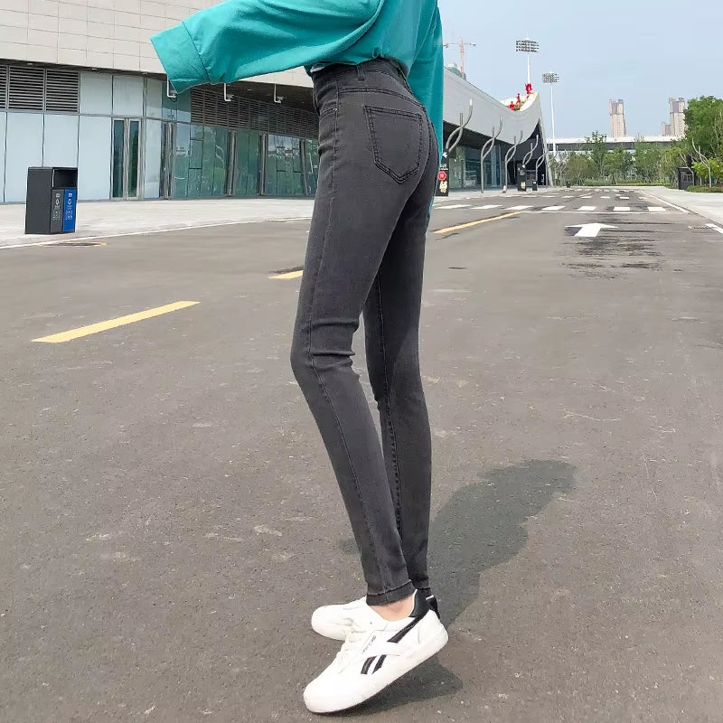NEW Women Stretch High Waist Classic Retro Jeans Lady Clothes 38 40 Skinny Pants Push up Leggings Mom Jeans Pencil Trousers.