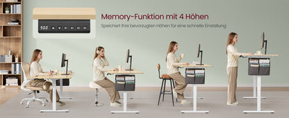 SONGMICS Höhenverstellbarer Schreibtisch elektrisch, 160 x 70 cm, verstellbarer Tisch, Memory-Funktion für 4 Höhen, für Büro