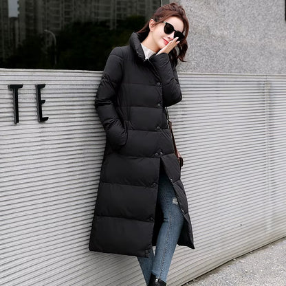 2021 Winter Women Jacket X-Long Stand-Up Collar Cotton Padded Female Coat High Quality Warm Womens Parka Manteau Femme Hiver.