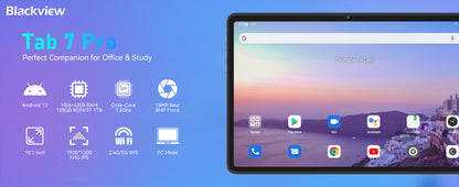 Blackview Tab 7 Pro Tablet Android 12 10.1Inch Touch Dual 4G LTE+5G WiFi 10GB+128GB 13MP+8MP 1920*1200 6580mAh Octa-Core.