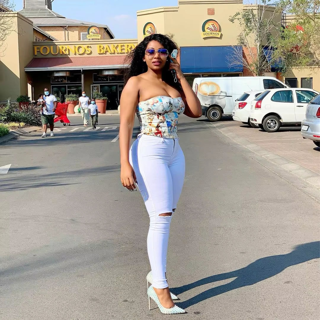 2023 Spring New Women'S White High Waist Ripped Jeans Fashion Slim Stretch Denim Pencil Pants Casual Female Clothing S-3XL.