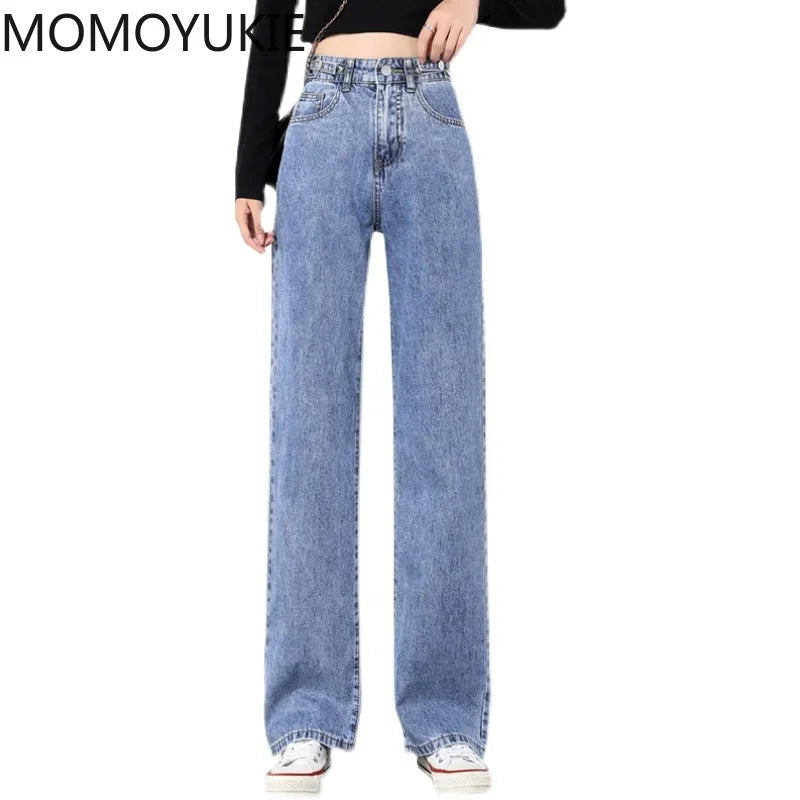 Streetwear High Waist Women'S Fashion Jeans Woman Girls Women Wide Leg Pants Trousers Female Jean Femme Denim Bagge Mom Jeans.
