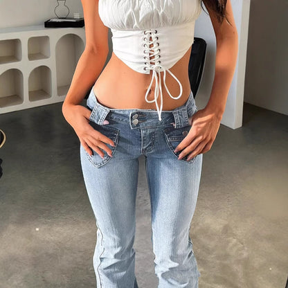 Low Waist Jeans Slim Fit High Elasticity.