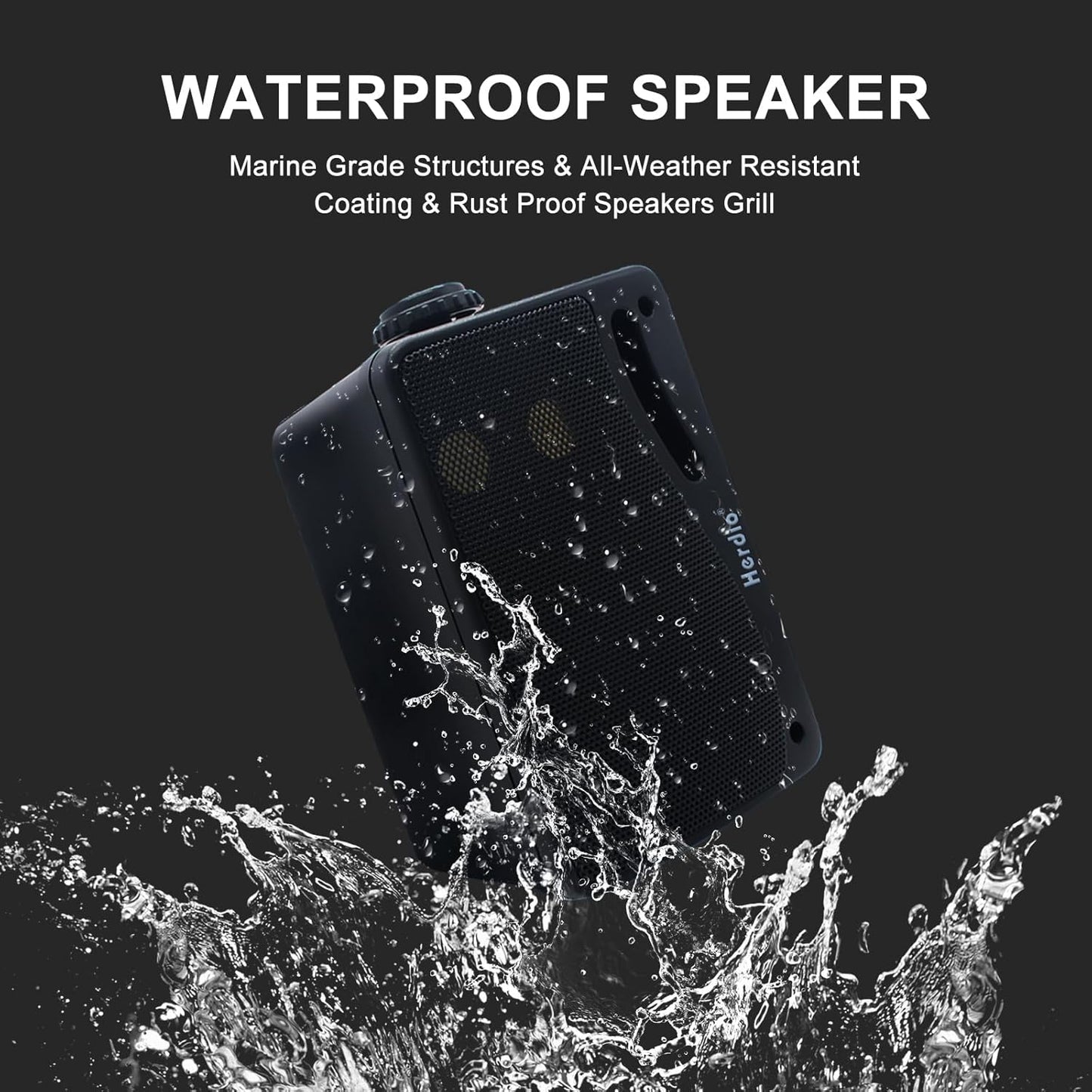 Herdio 3.5" Outdoor Bluetooth Speakers Waterproof 200W 3 Way Upgrade Premium Wall Mount Speakers Durable Mountable Loud Sound.