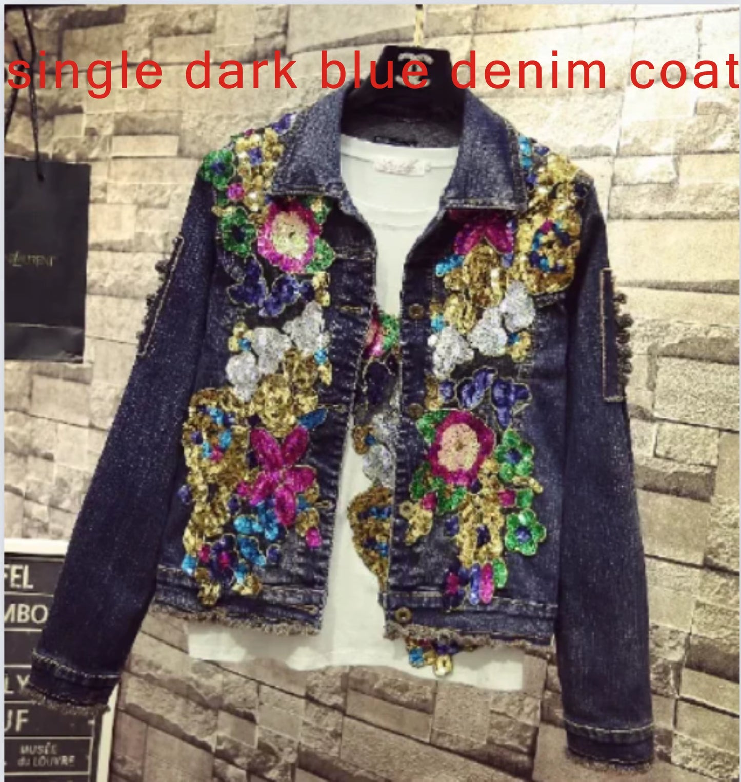 European Style Denim Jacket Fashion Outfit Women New Flower Sequined Jeans Vest Coat.