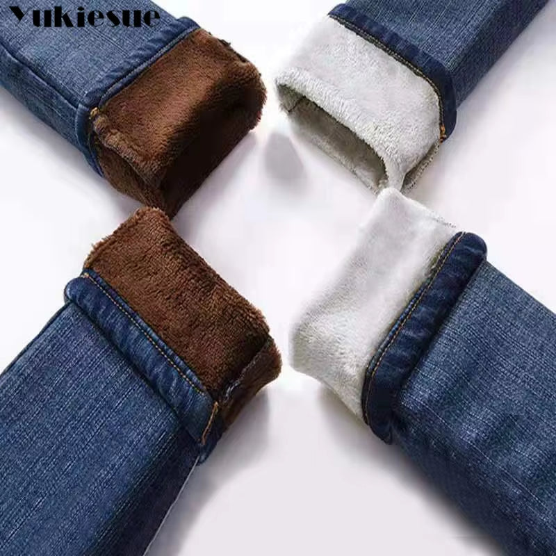 Winter Warm Jeans Woman 2022 High Waist Casual Velvet Ladies Trousers Female Pantalon Denim Jeans for Women Pants Clothe.