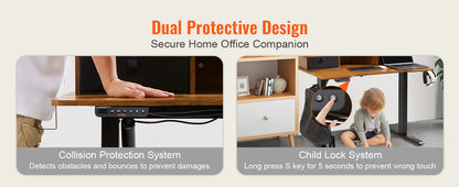SucceBuy Elektrischer Stehpult, höhenverstellbarer Stehpult mit doppeltem Schutzsystem, hohe Tragfähigkeit für das Heimbüro