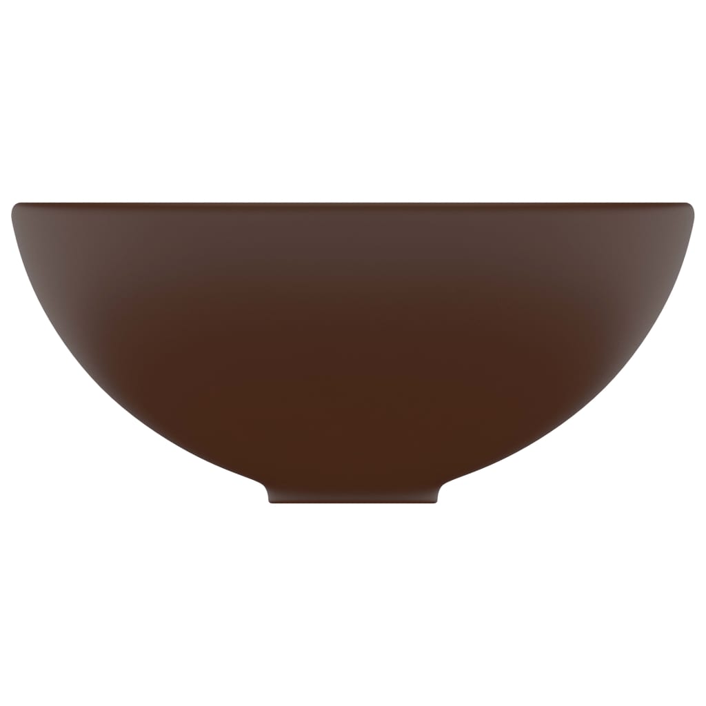 Luxuriöses rundes Waschbecken, dunkelbraun, matt, 32,5 x 14 cm, Keramikwaschbecken, Badezimmer und Küchen, Dekoartikel, Badezimmerzubehör