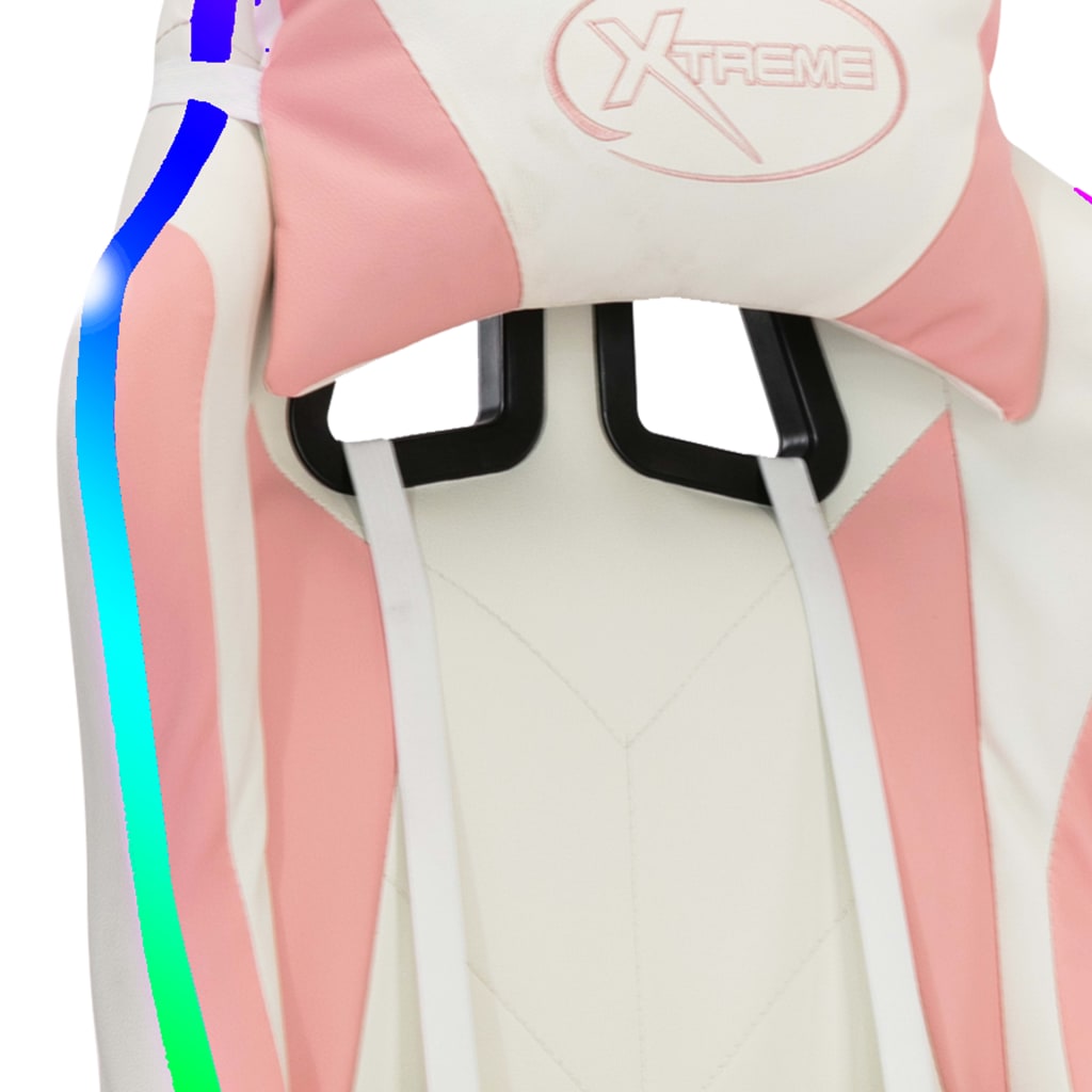 Gaming-Stuhl mit RGB-LED-Leuchten in Rosa und Schwarz aus Kunstleder, Bürobedarf, bequeme Stühle, Heimbedarf