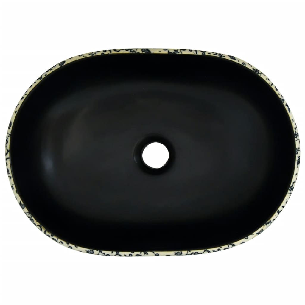 Aufsatzwaschbecken Schwarz und Blau Oval 47x33x13 cm Keramikwaschbecken, Badezimmer und Küchen, Dekoartikel, Badezimmerzubehör