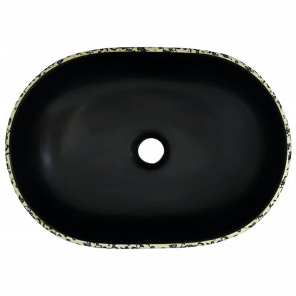 Aufsatzwaschbecken Schwarz und Blau Oval 47x33x13 cm Keramikwaschbecken, Badezimmer und Küchen, Dekoartikel, Badezimmerzubehör