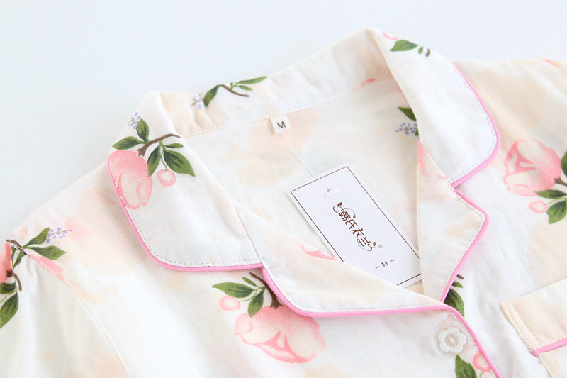 Japanische einfache kurze Pyjamas Frauen 100 % Baumwolle kurze Ärmel Damen Pyjama Sets Shorts süße Cartoon Nachtwäsche Frauen Homewear.