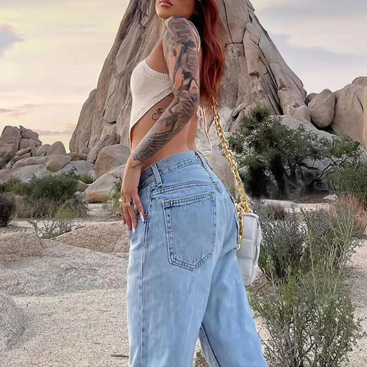 Women Wide Leg Baggy Jeans Lady Vintage Punk Low Rise Waist Loose Denim Pants Streetwear Fashion Trashy Long Skater Trousers.