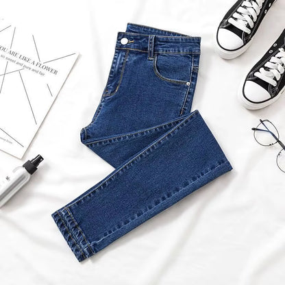Women Jeans Cotton Solid Female Pencil Trousers Skinny Slim Fit High Waist All-Match Stretchy Stylish Casual Streetwear Chic New.