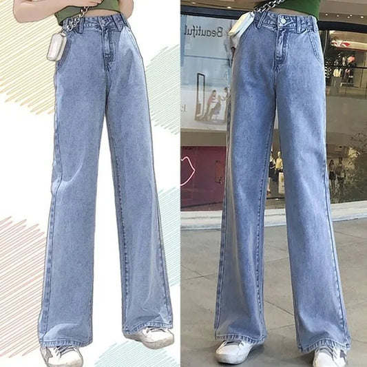 High Waist Loose Comfortable Jeans for Women Streetwear Fashionable Straight Pants Mom Jeans Washed Boyfriend Jeans.