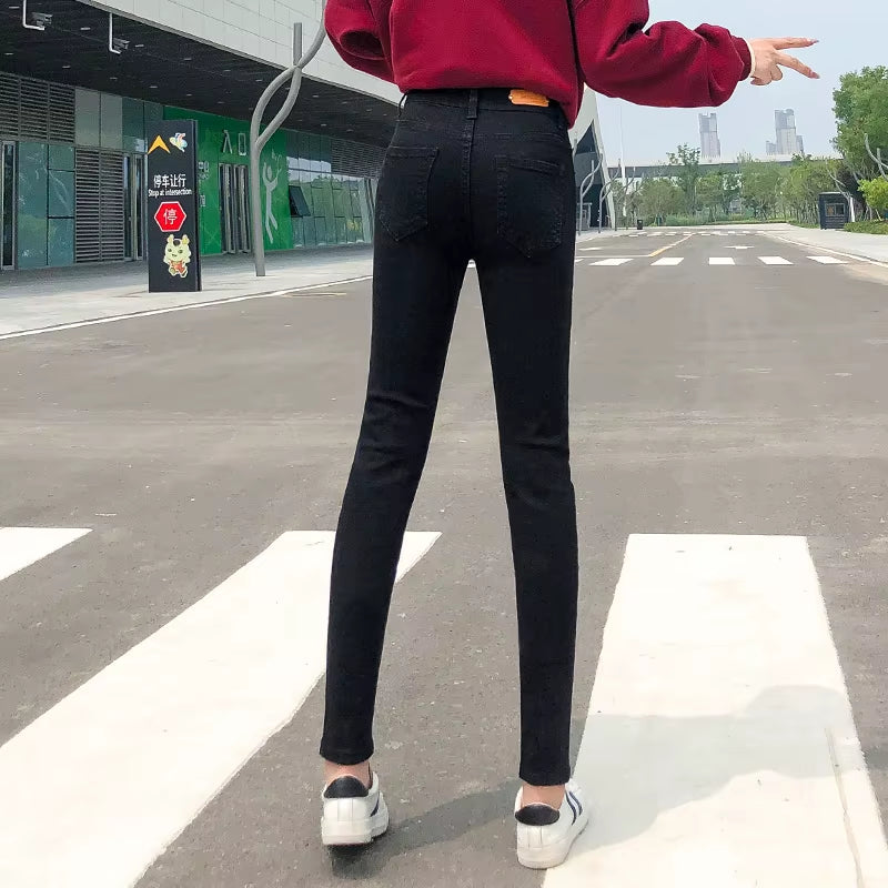 NEW Women Stretch High Waist Classic Retro Jeans Lady Clothes 38 40 Skinny Pants Push up Leggings Mom Jeans Pencil Trousers.